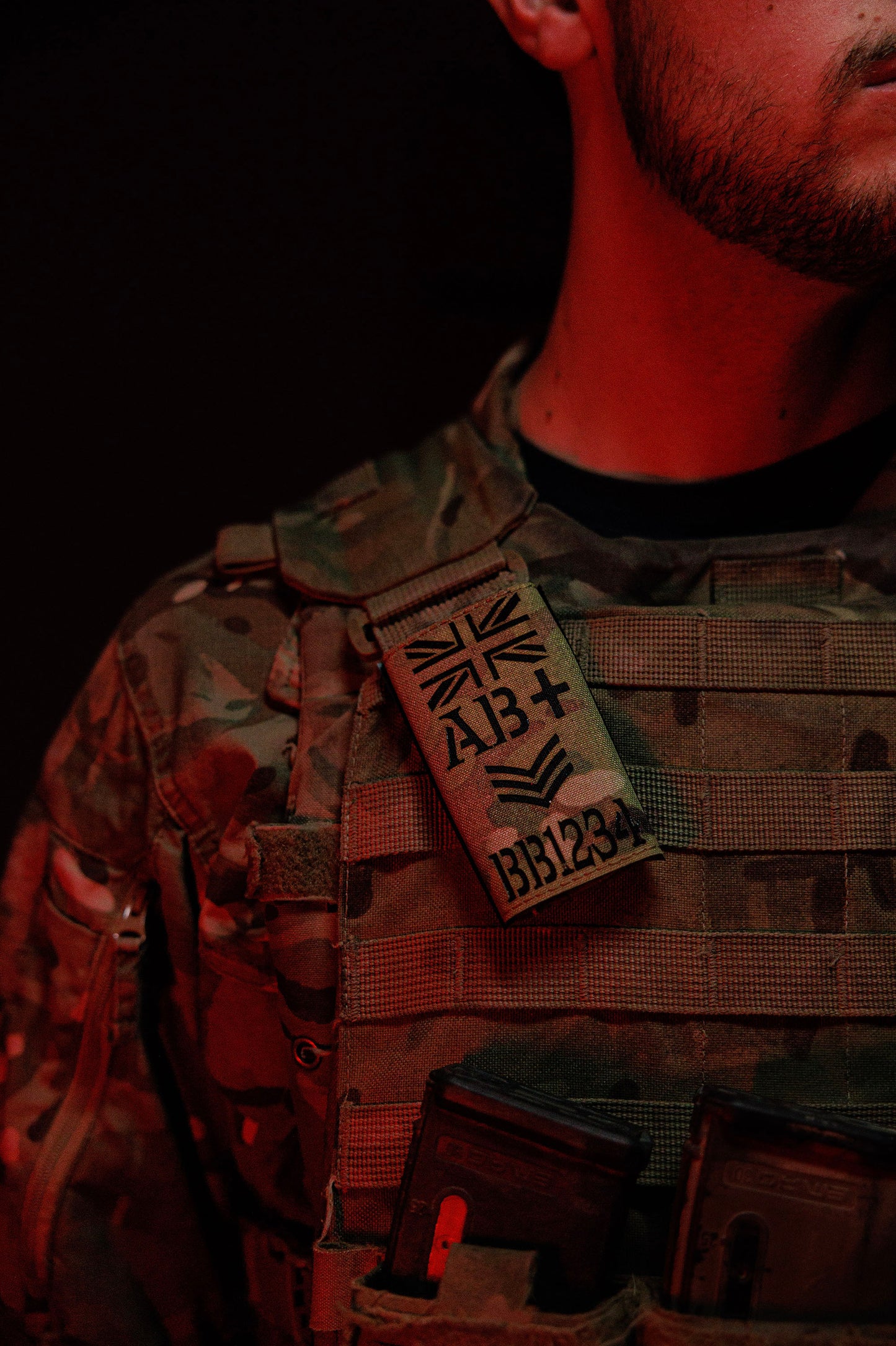 Virtus Vertical Zap Sleeve Patch – Multicam Laser Cut (Rank + Blood Group)